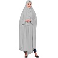 Free size jilbab with nose piece- Silver Grey